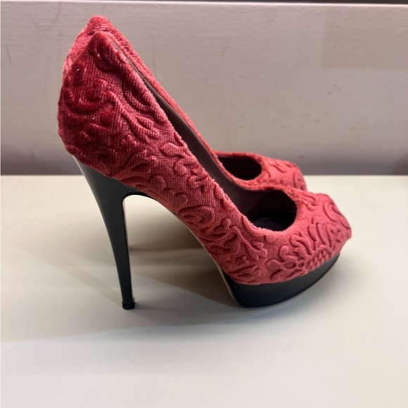 Red Peep Toe Heels - Picture 7 of 14
